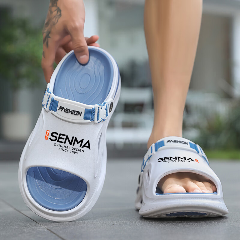Senma Men's Sandals 2026 New Summer Anti-Slip Odor-Resistant Slide Sandals Dual-Purpose for Driving Beach Shoes 7
