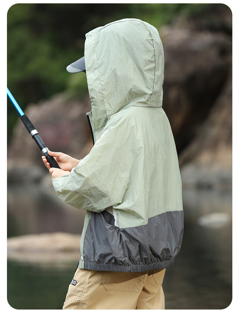 Little Elephant Hamm Boys' Summer Sun Protection Jacket UPF50+ Children's Lightweight Coat 2026 New Stylish Skin Jacket Green 130 cm 18