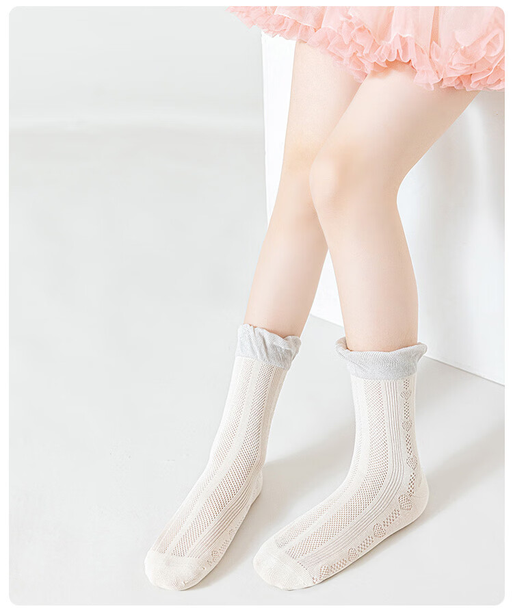 Little Pig Banner Sweet Princess Socks Summer Mesh Thin Girls Socks High Elasticity Class A Xinjiang Long Staple Cotton Girls Cotton Socks 7