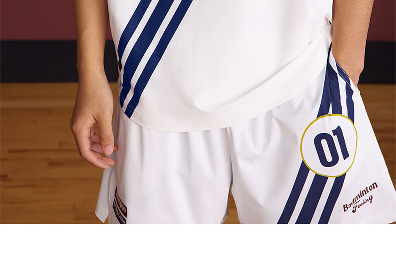 KUMPOO (KUMPOU) Badminton Short-Sleeve Quick-Dry Top, T-Shirt, Crying Center Co-Branded Competition Uniform, ACT261610-White, Size M 30