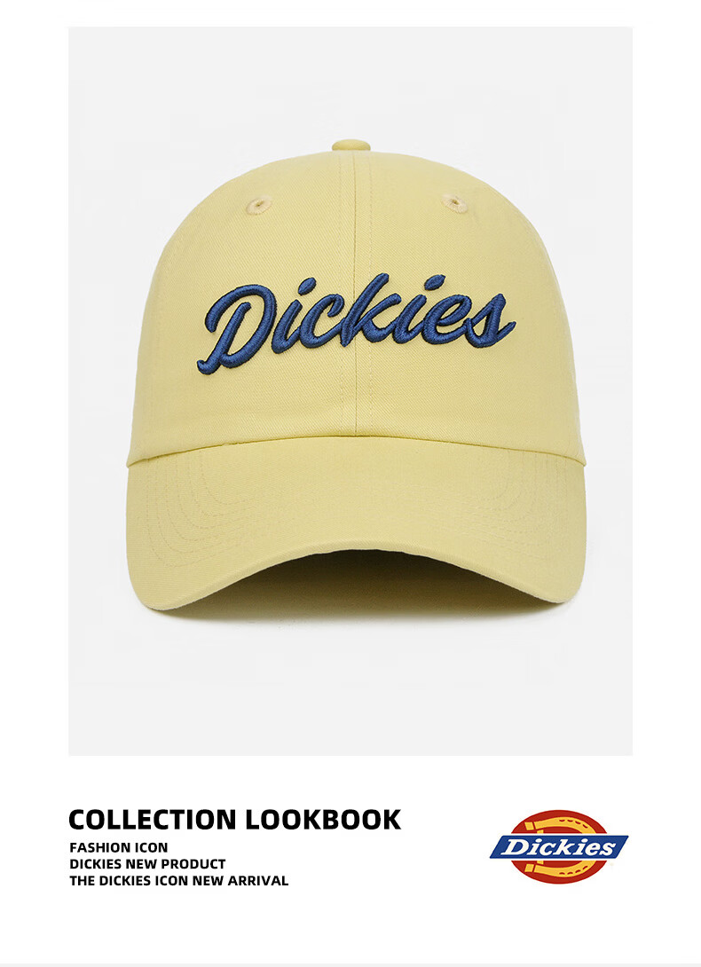 Dickies Casual Retro Baseball Cap Unisex Embroidered Letter New Duckbill Hat Yellow 12
