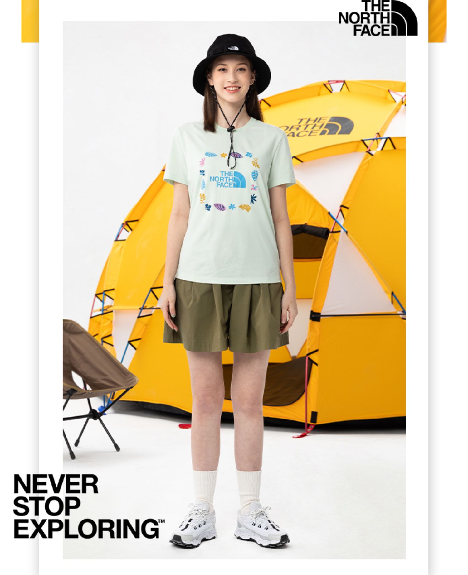 jd 【山夏tee】21春夏新款thenorthface北面t恤女户外印花透气圆领