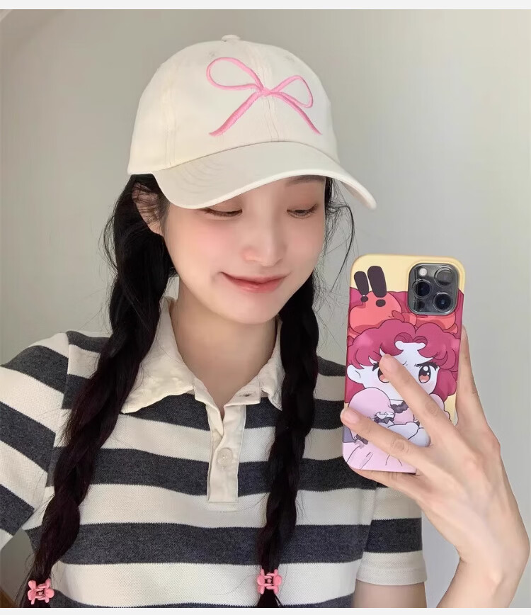 Peak Women's Baseball Cap Outdoor Sunshade Embroidered Bow Sweet Korean Style Fashion Street Dance Duckbill Hat Large Brim Slim Face 10