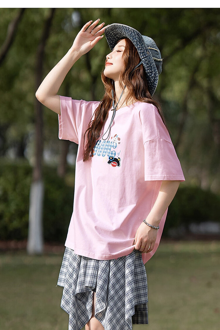 TonLion 2025 Summer Women's Crew Neck Plaid Letter Short Sleeve T-Shirt 15
