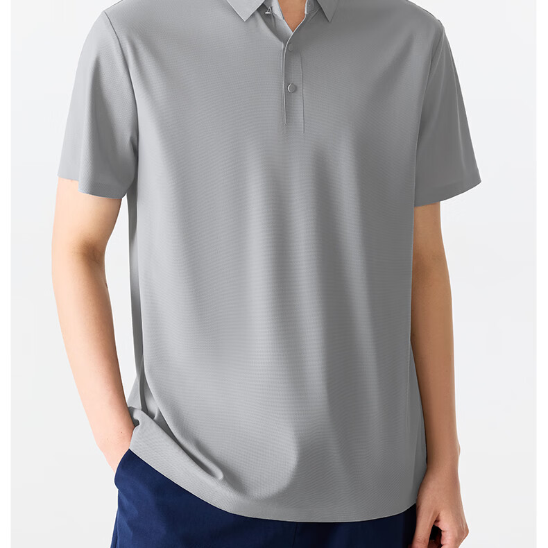 MINISO Men's Polo Shirt Short Sleeve T-Shirt Summer Ice Silk Quick-Dry Men's Collared Top Z Medium Gray M 20
