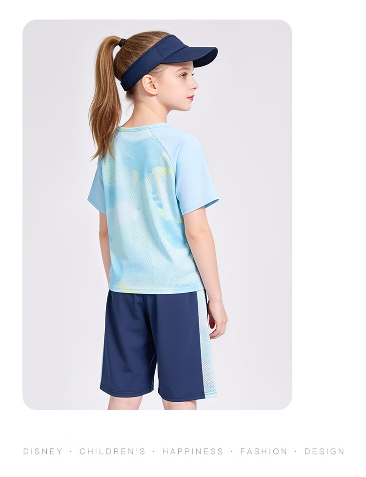 Disney Girls' Short Sleeve Sports Set Zootopia Ice Silk Sun Protection T-Shirt Children's Quick-Dry Short Sleeve Set Purple Size 130 17