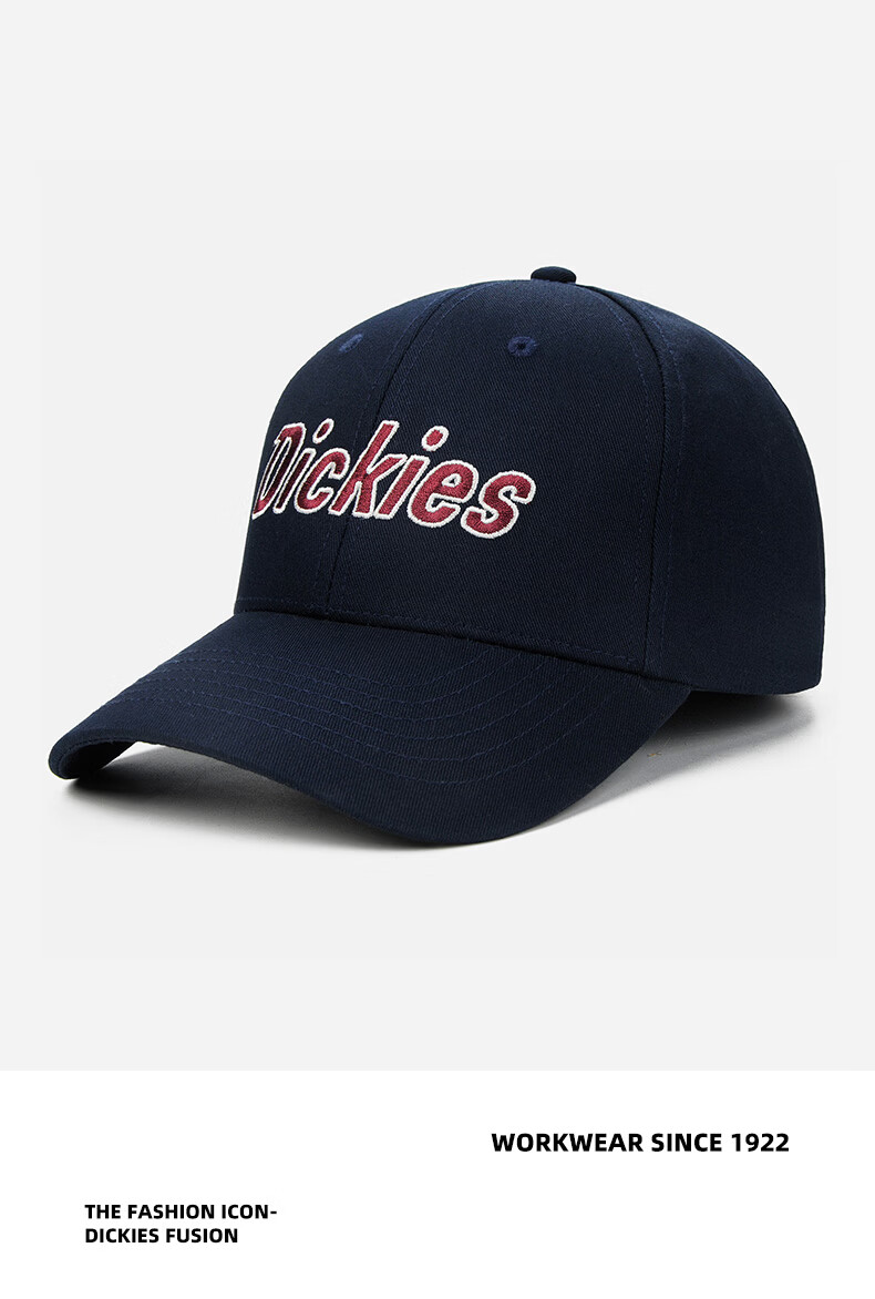 Dickies Vintage Hard Top Baseball Cap Unisex Adjustable Velcro Duckbill Hat Navy Blue Outdoor Sunshade Cap 10