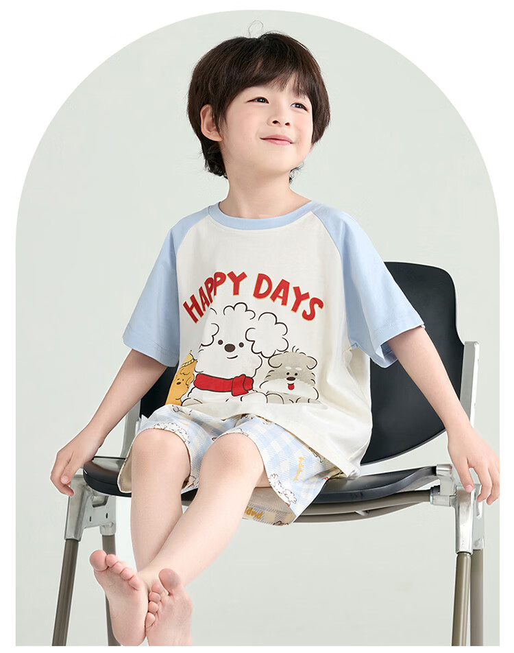 Hodo Kids Boys Summer Cotton Short Sleeve Thin Pajama Set 2026 New Boys' Home Air Conditioning Clothes for Older Children 19