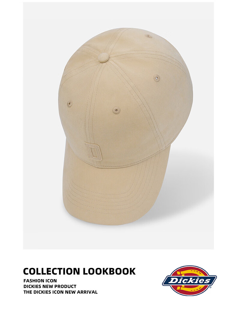 Dickies Soft Top Baseball Cap Unisex Outdoor Sports New Duckbill Hat Face Slimming Sun Protection Khaki 12
