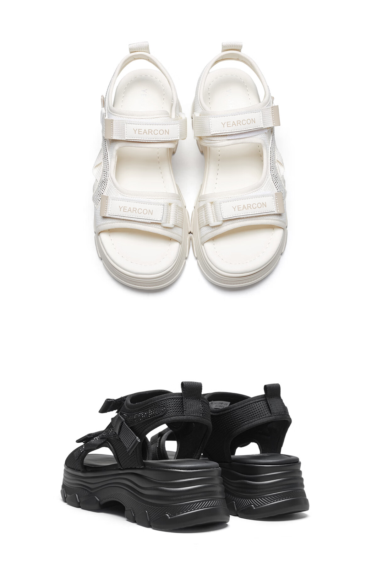 Eierkang Women's Sports Sandals Thick Sole Platform Slip-On Magic Tape 26126W Off-White Size 38 10