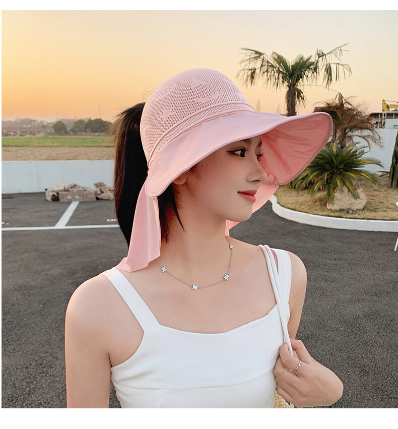 TUCANO Women's Summer Open-Top Sun Hat with Wide Brim Outdoor Cycling Face-Covering UV Protection Shawl Sunshade Hat 14