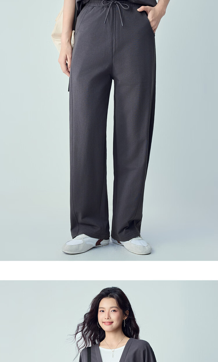 Giordano Women's 2026 Summer Pure Cotton Drawstring Elastic Waist Sports Sweatpants Casual Curved Pants 05416458 13