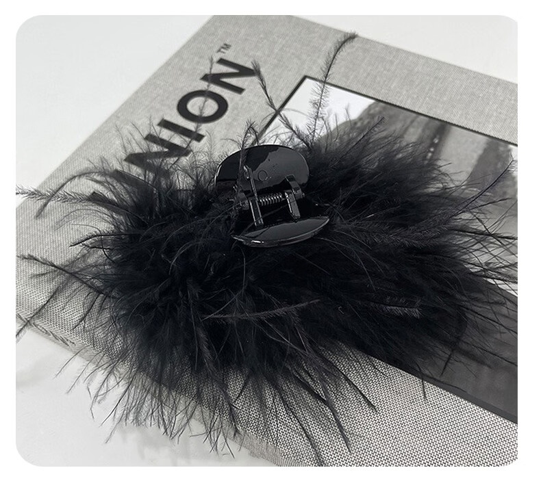 Baishangyite Black Feather Hair Claw Clip Elegant Hair Accessory Shark Clip Ins Style Premium Hair Clip 8