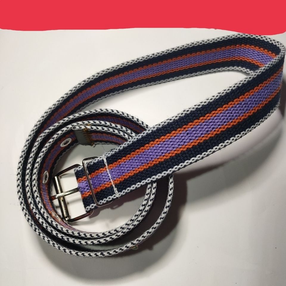 懒人腰带帆布腰带女彩色腰带学生军训带针扣铆钉实图拍黑红花