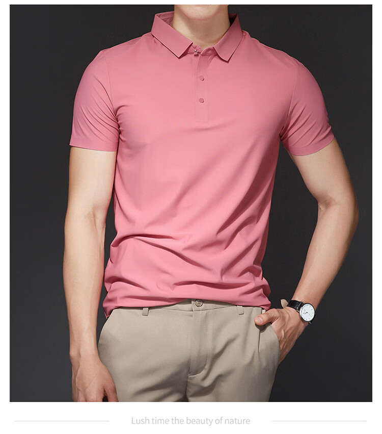 ROMON Short Sleeve Polo Shirt Men's Summer Business Casual Cool Breathable Ice Silk Top Medium Gray XL 11
