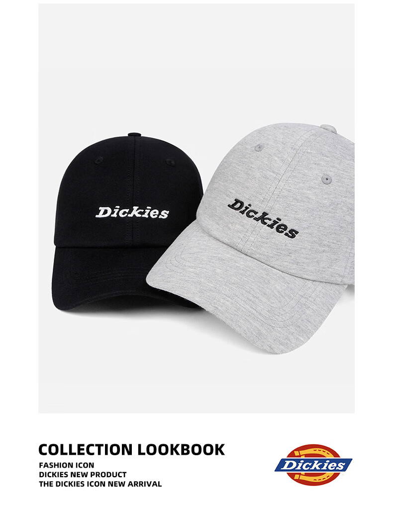 Dickies Cotton Soft Top Baseball Cap Unisex Couple Style Slim Face Duckbill Hat American Sunshade Embroidered Black 13