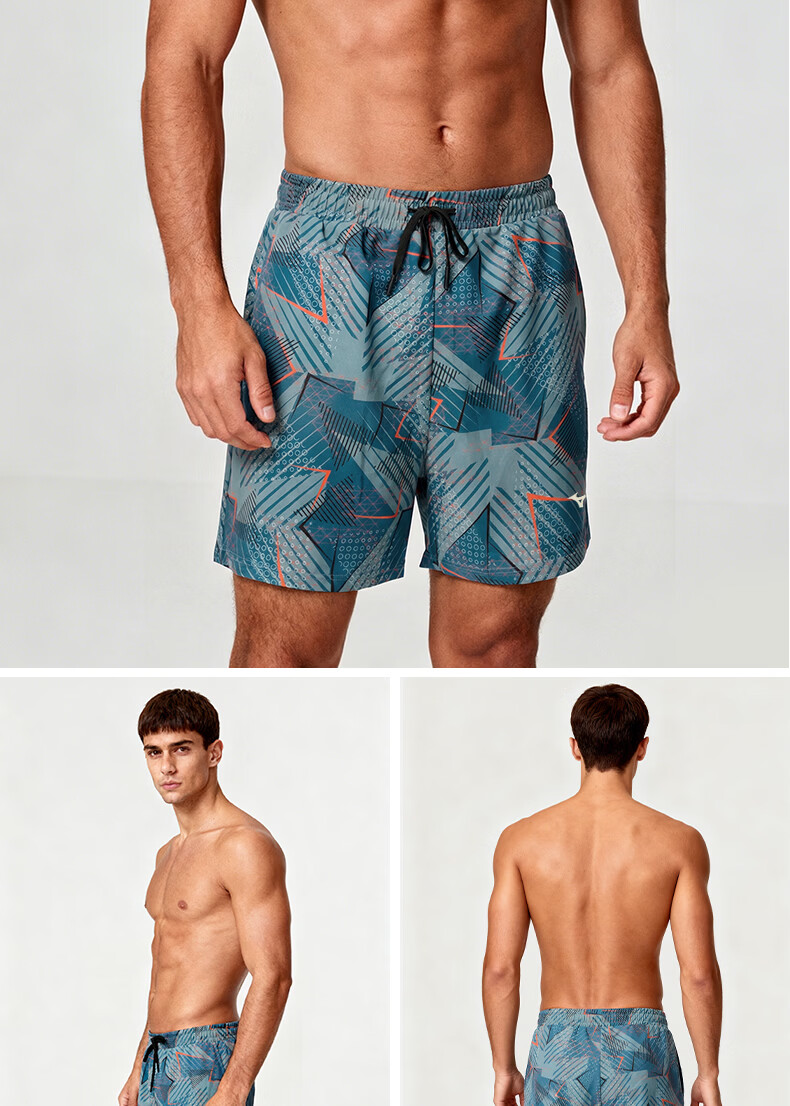 MIZUNO Men's Quick-Dry Beach Shorts Anti-Embarrassment Loose Swim Trunks for Hot Springs and Seaside B3104 Gray 3XL 12