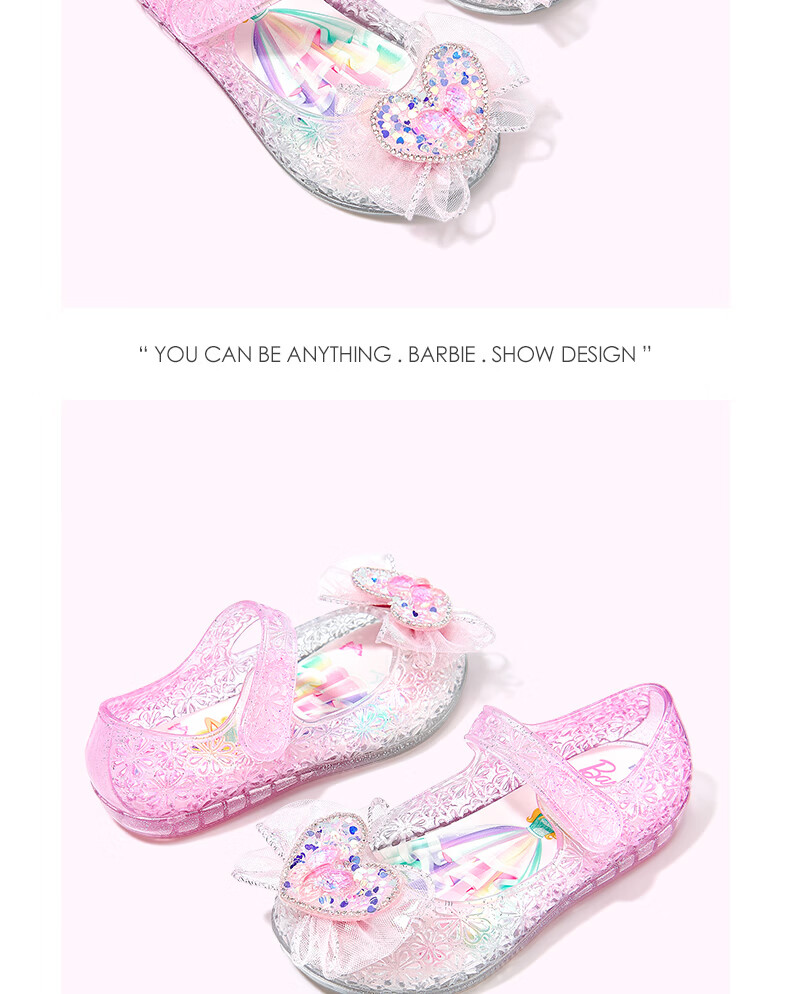 Barbie Kids Girls Summer Jelly Shoes Princess Crystal Water Sandals Outdoor DA7252 Light Blue Size 27 11