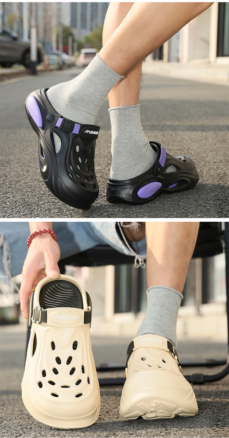 CARTELO Summer New Men's Sports Sandals Outdoor Slippers Casual Breathable Hole Shoes JF10 Sand Color Size 44-45 10