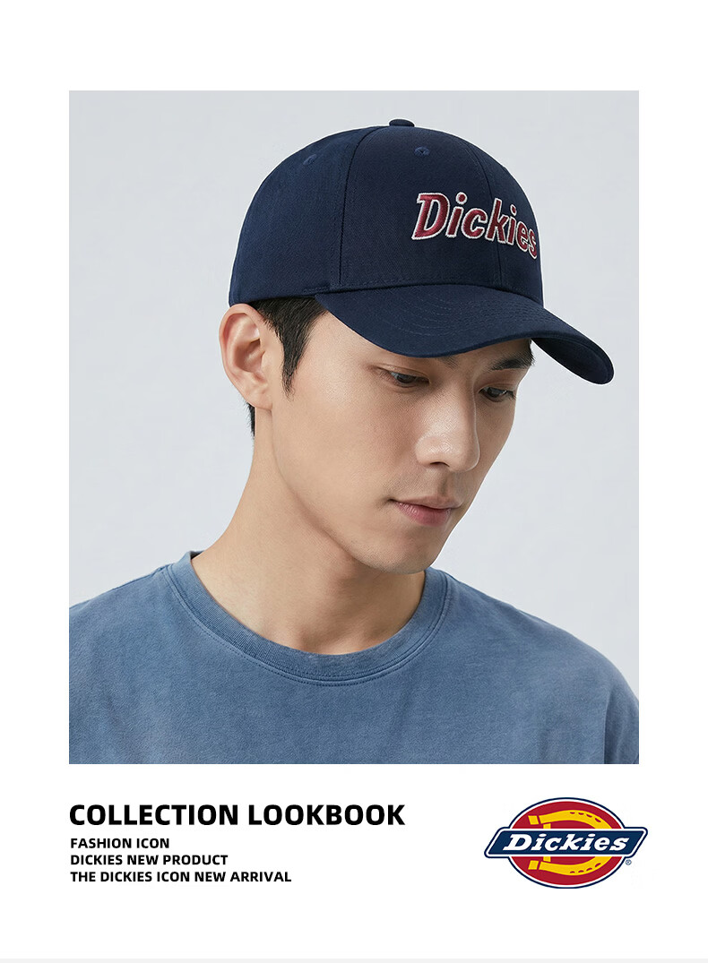 Dickies Vintage Hard Top Baseball Cap Unisex Adjustable Velcro Duckbill Hat Navy Blue Outdoor Sunshade Cap 9