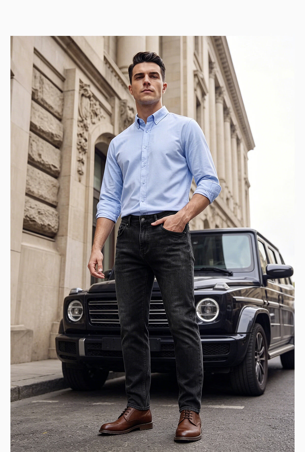 Hodo Red Bean Men's New Business Professional Formal Casual Workwear Long Sleeve White Solid Color Shirt 12