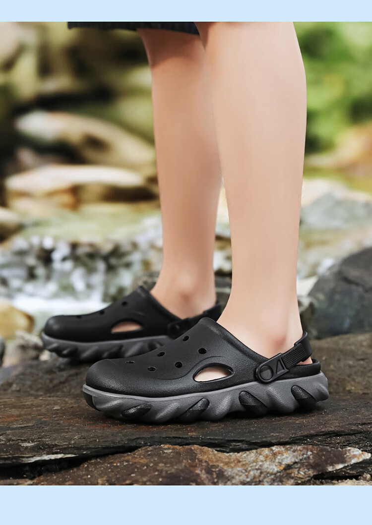 CARTELO Summer Men's Casual Outdoor Sandals New Hollow Sports Beach Shoes JS02 Black Size 44-45 22