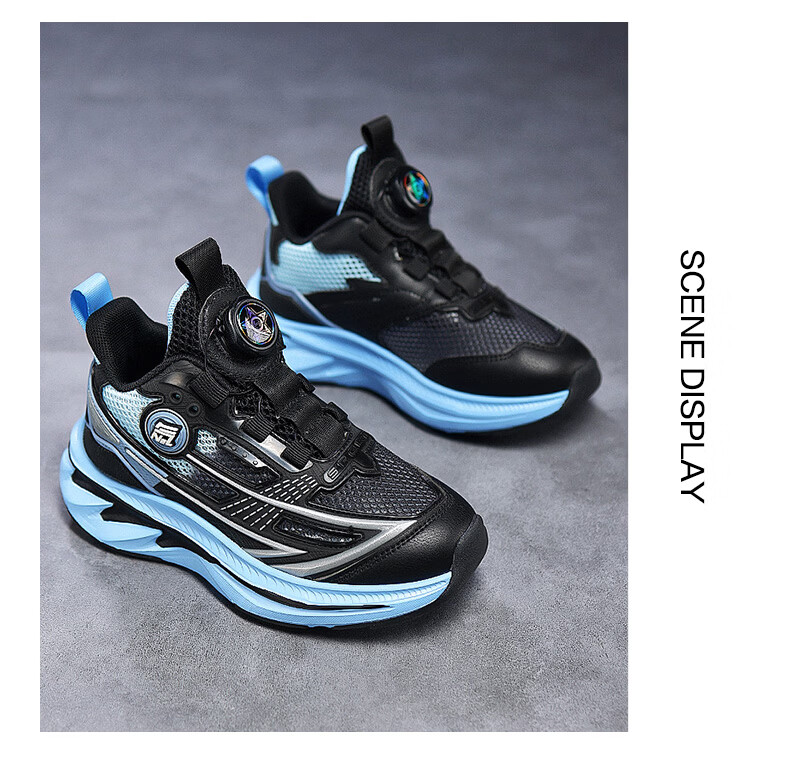 7-PE Boys' Shoes 2026 Spring New Youth Soft Sole Running Shoes Large Kids Waterproof Leather Sports Shoes 9