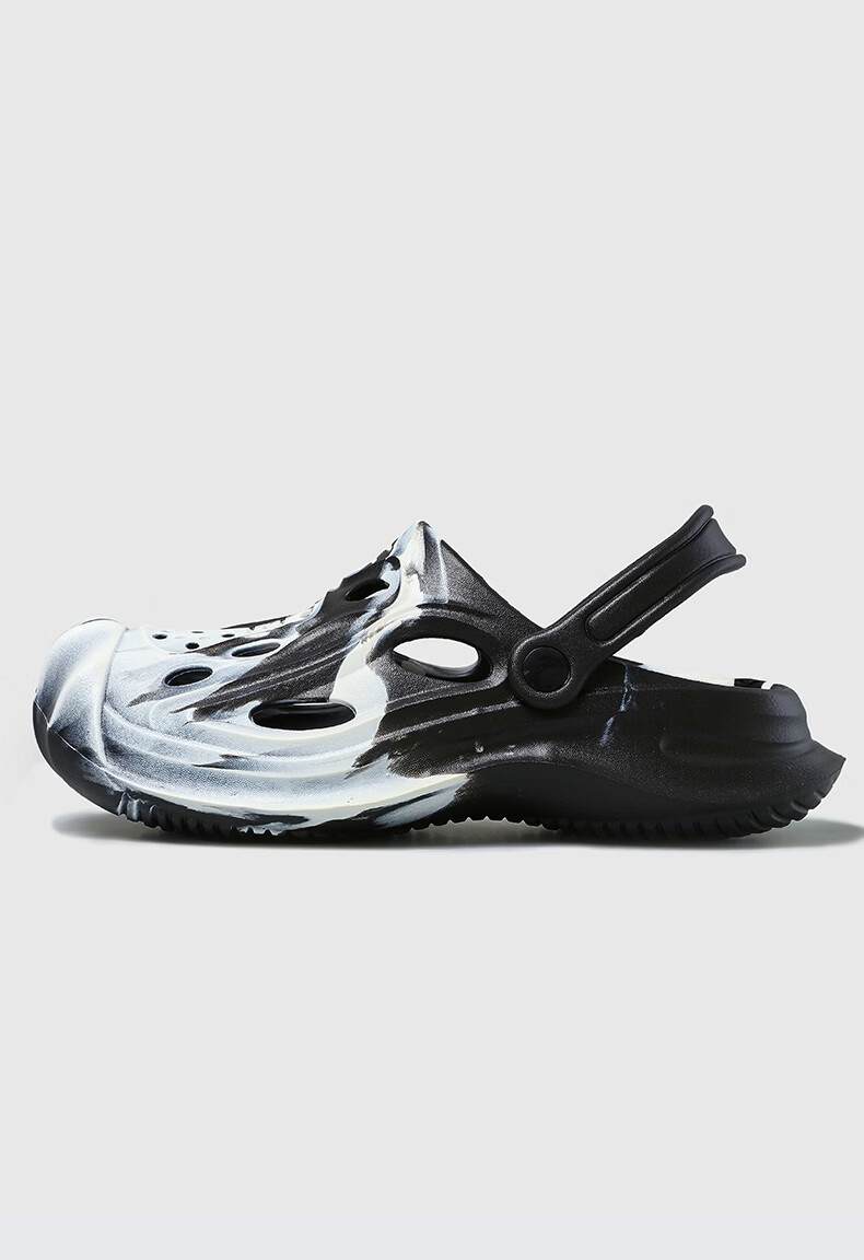 CARTELO Summer Men's Slippers New Closed-Toe Hole Shoes Comfortable Outdoor Sports Sandals NE01 Black White Size 42-43 13