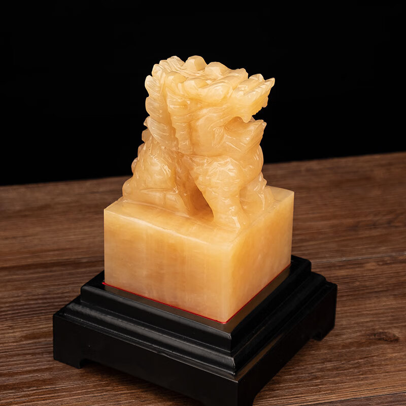 摘宝楼 玉石麒麟印帅印印章商务创意办公礼品中式客厅玄关玉玺摆件 玉