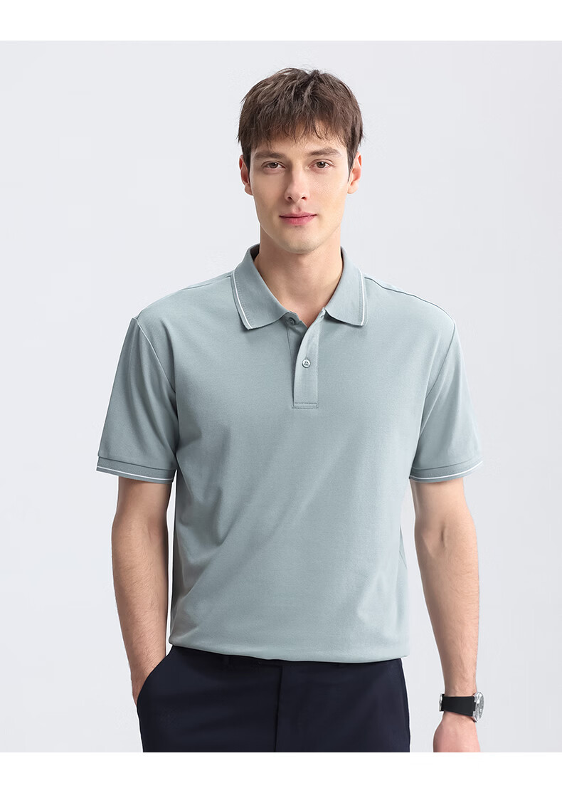 FIRS [Cooling Mulberry Silk] Men's Summer Mulberry Silk Short Sleeve Polo Shirt Casual P2602-3 2XL 14