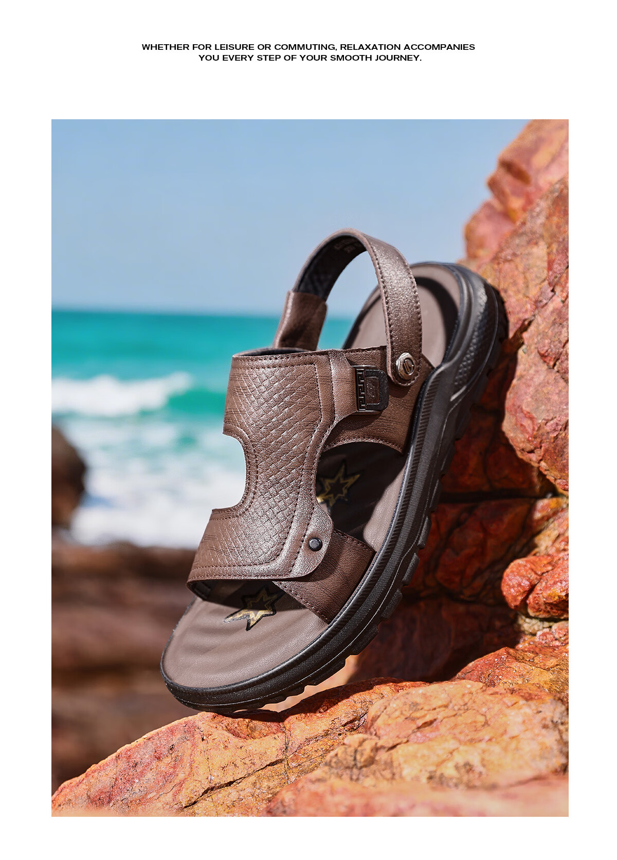 Eierkang Men's Genuine Leather Breathable Comfortable Dual-Wear Sandals Casual Beach Sandals 96315W Black Size 41 16