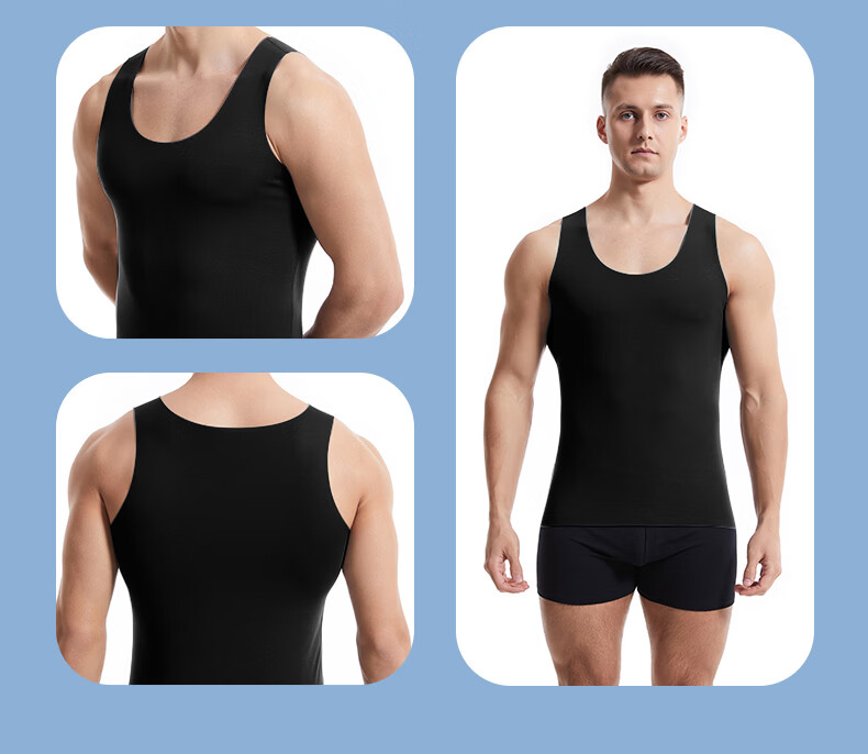 Seven-Color Spun Men's Modal Vest Thin Sleeveless Sports Fitness Ice Silk Tank Top Youth Inner Sleepwear Base Sweatshirt 14