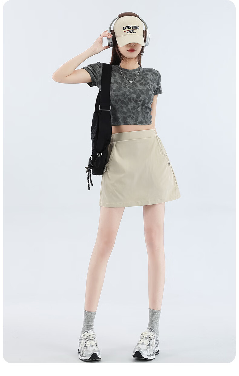 Langsha Women's Summer High-Waist Thin A-Line Workwear Skirt Elastic Waist Cool Comfortable Versatile Short Skirt 15