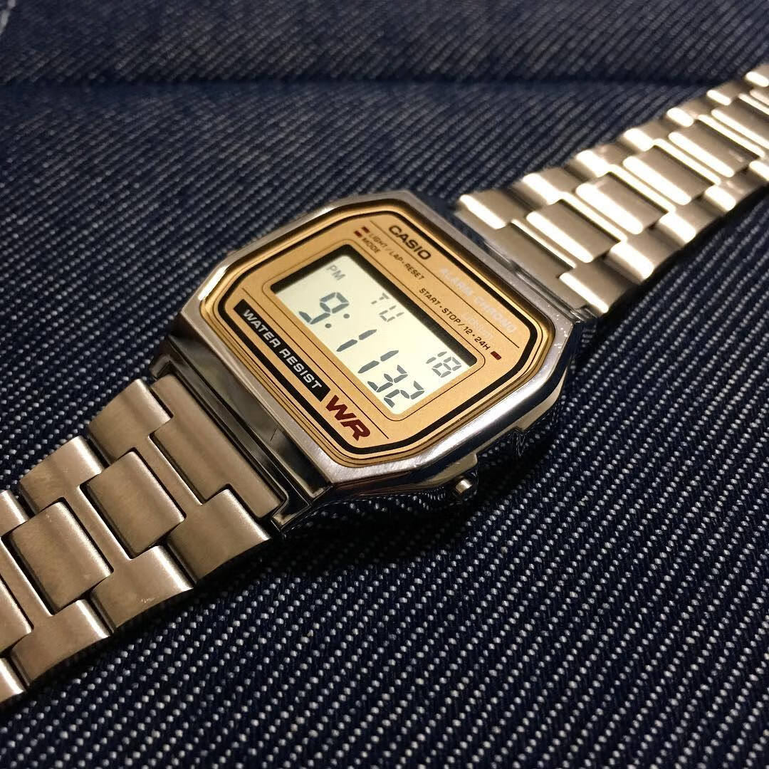 卡西欧(casio) 复古手表男金色小方块表a168wem-1/7d la670wegb-1b
