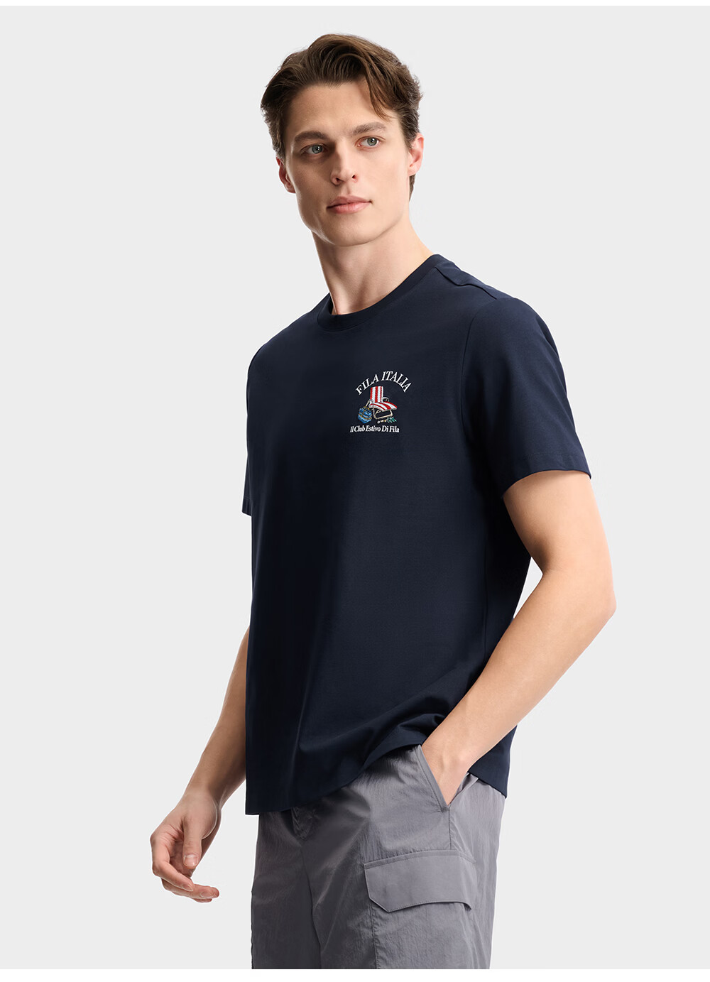 FILA Official Men's Knitted Short Sleeve Shirt 2026 Summer New Casual Cool Comfortable Dry Embroidered T-Shirt 12