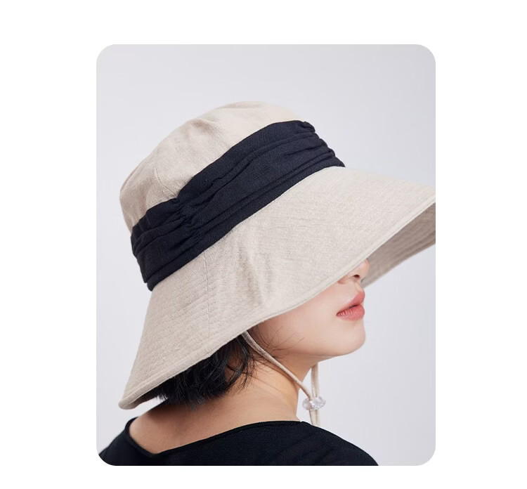 Lagur Breath Forest Natural Ramie Handmade Wide Brim Bucket Hat Women Sun Protection Summer Khaki 16