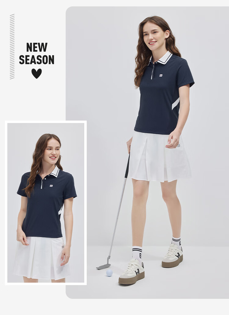 ELLE ACTIVE Colorblock Sports Polo Shirt Women Summer Slim Fit Versatile T-Shirt Short Sleeve Casual Commuting Black XL 12