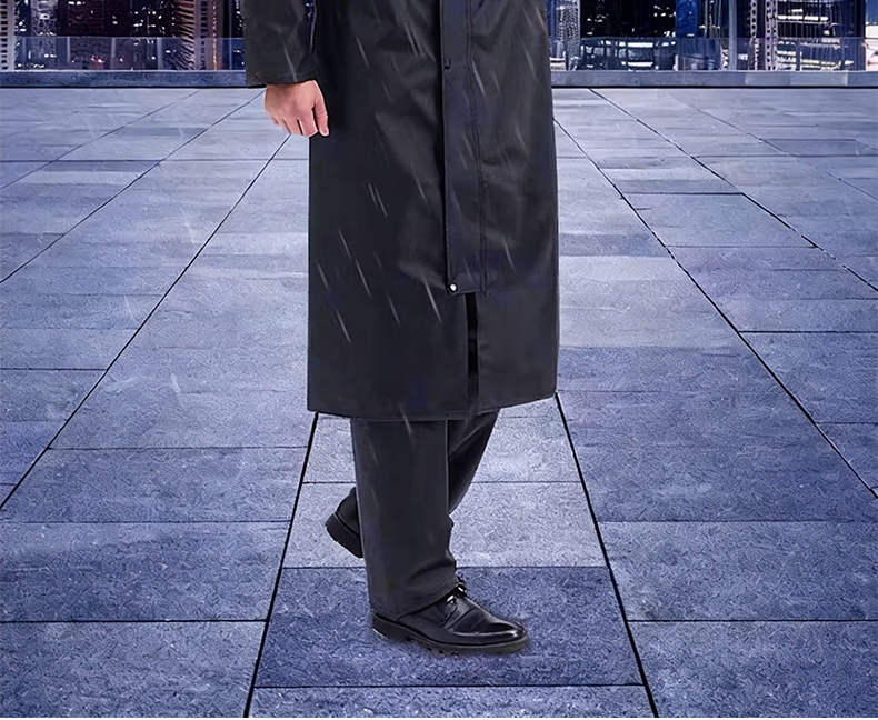 Jingxun Long Adult Raincoat, Windbreaker Style, Heavy Rain Protection, for Hiking, Fishing, Waterproof Poncho, Reflective Rainwear for Security Guards And Property Management 2