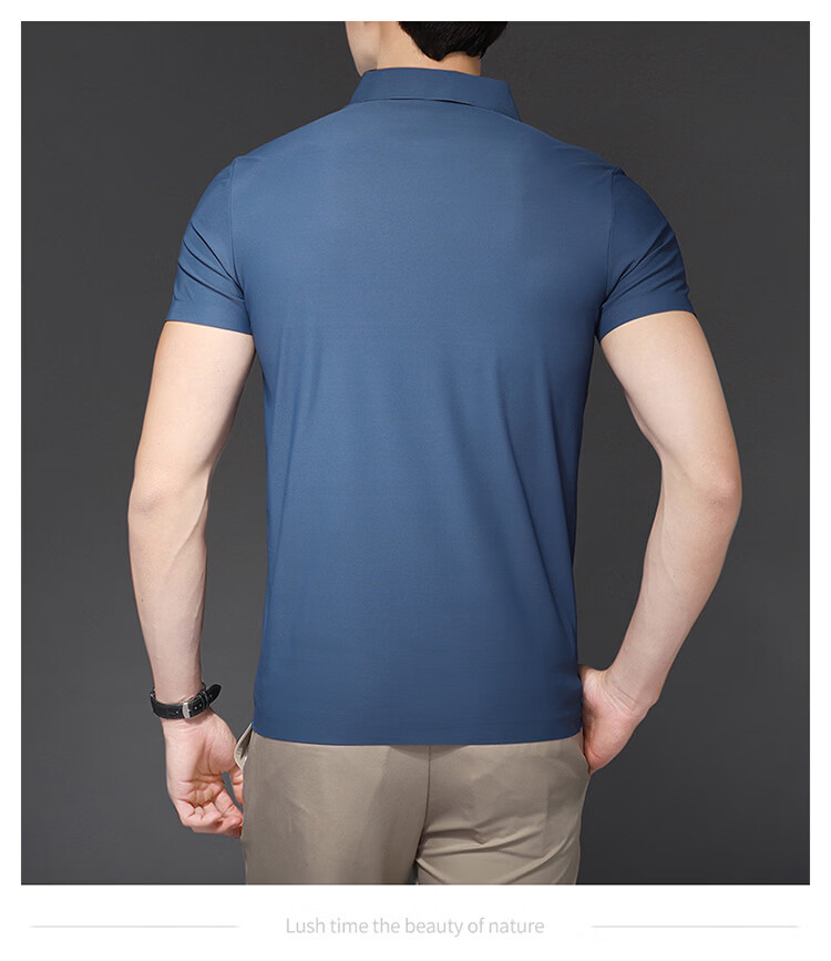 ROMON Short Sleeve Polo Shirt Men's Summer Business Casual Cool Breathable Ice Silk Top Medium Gray XL 7
