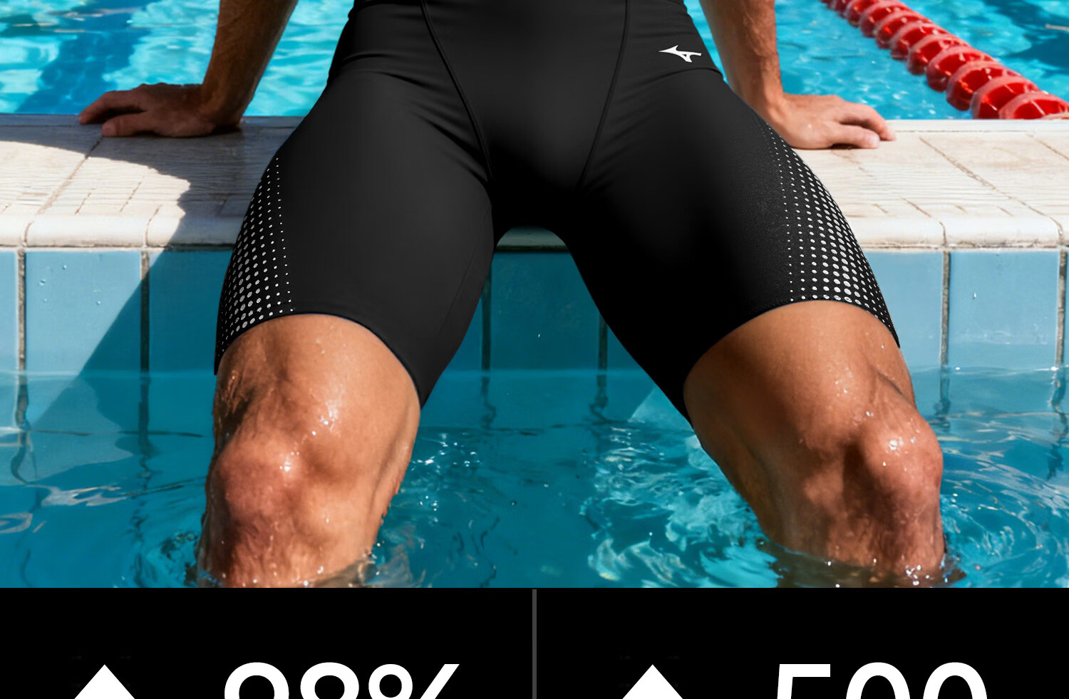 MIZUNO Men's Swim Trunks, Anti-Embarrassment, Large Size, Long Style, Knee-Length, Professional Quick-Dry Chlorine-Resistant Swimwear, Equipment B1127 Black 2XL 9