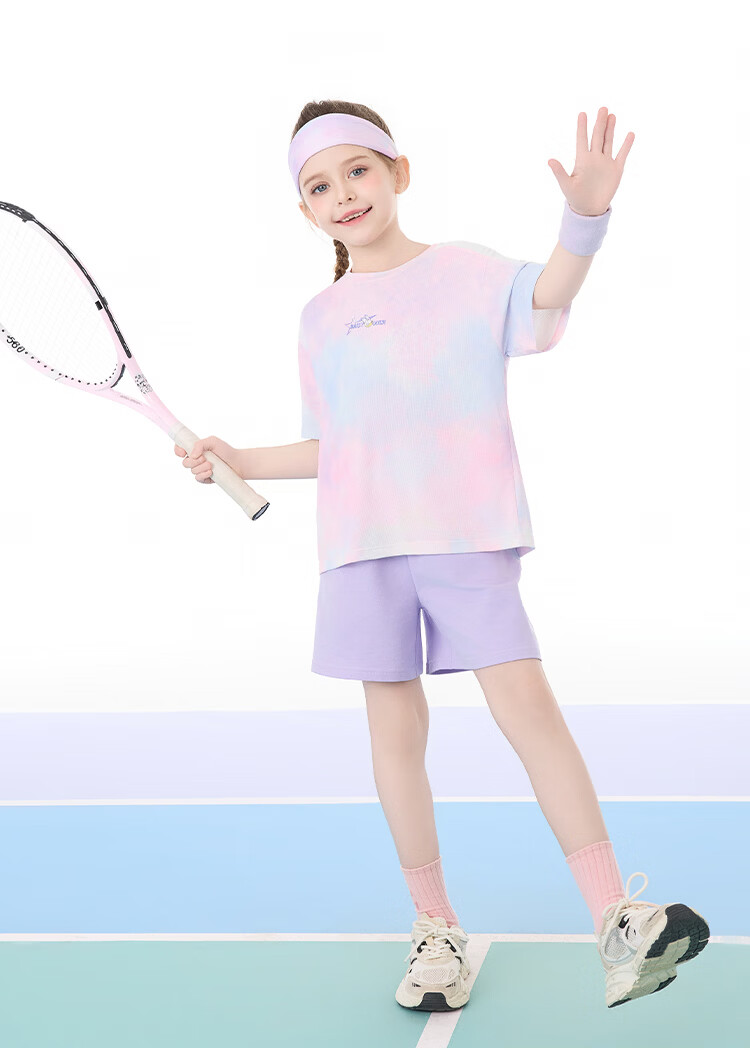 Disney Kids Summer Outfit 2026 New Outdoor Sports Casual Set Purple Tie-Dye Size 110 49