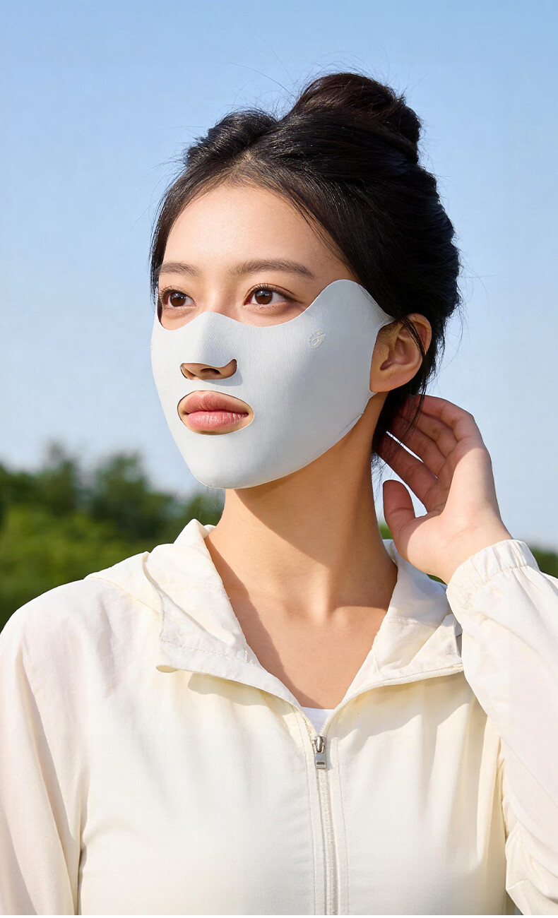 GOLOVEJOY High-Performance Sunscreen Mask Ice Silk Cooling Breathable Outdoor Cycling Commuting UV Protection Eye Corner Face Mask Black 10