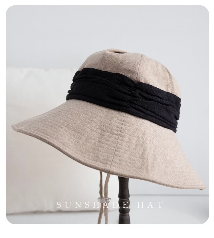 Lagur Breath Forest Natural Ramie Handmade Wide Brim Bucket Hat Women Sun Protection Summer Khaki 2