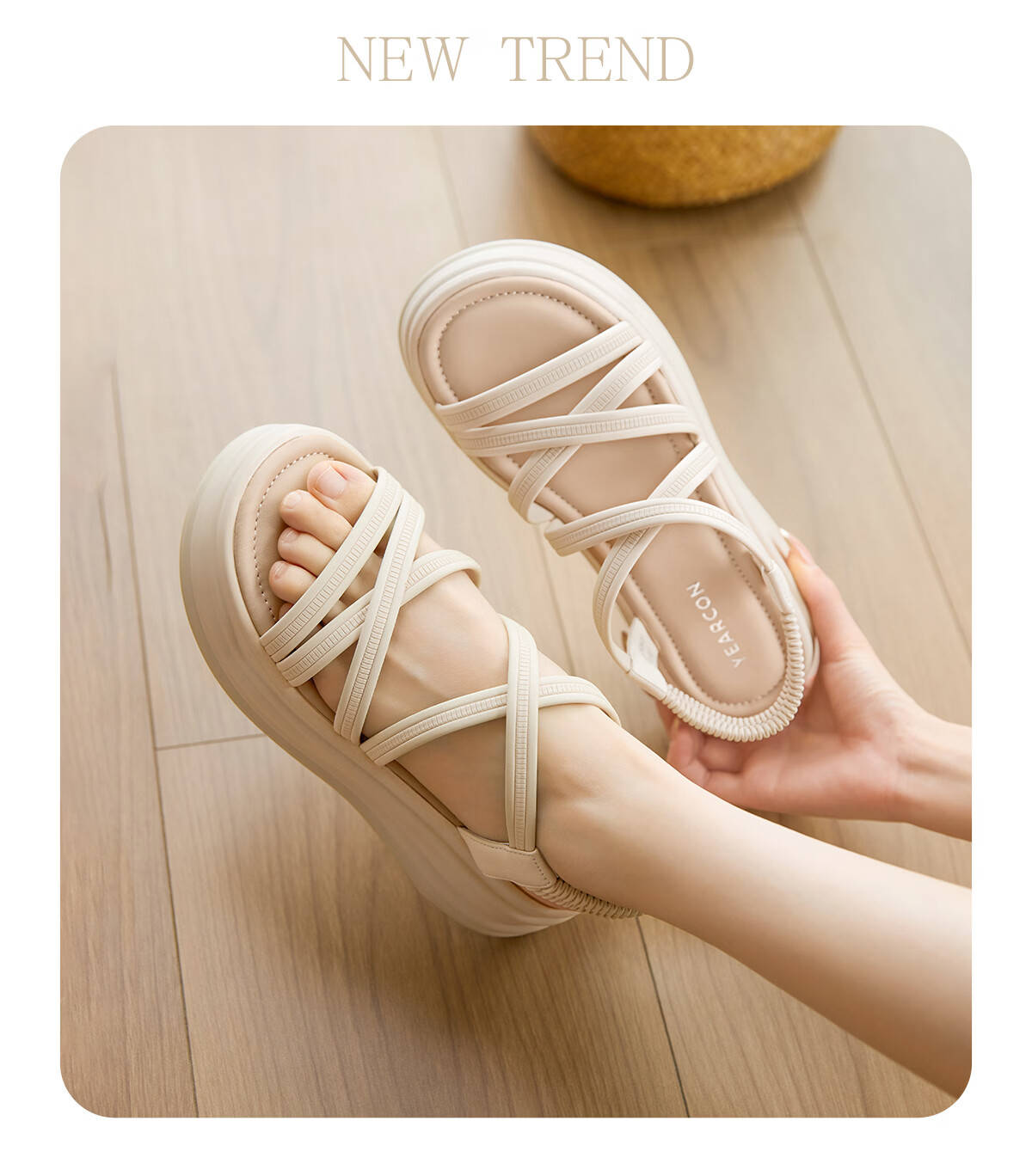 Eierkang Women's Thick-Soled Height-Increasing Roman Sandals Versatile Platform Beach Sandals 27592W Light Green Size 37 5