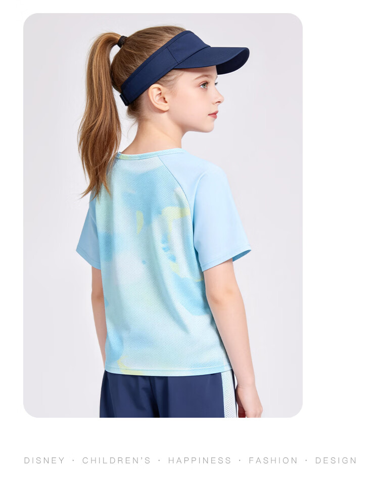 Disney Girls Ice Silk Short Sleeve 2026 Summer New Kids Quick-Dry Short Sleeve Judy Sun Protection Sports T-Shirt Pink 120 17