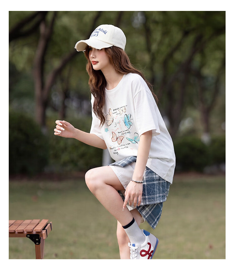 TonLion 2026 Summer New Women's White Cotton Short Sleeve T-Shirt Loose Fit Versatile Unique Beautiful 6