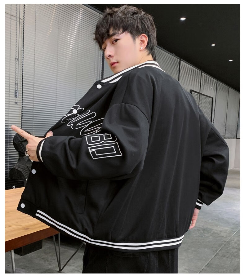 champion冠军休闲棒球服男士外套男春秋季夹克情侣装潮 js18863款黑色