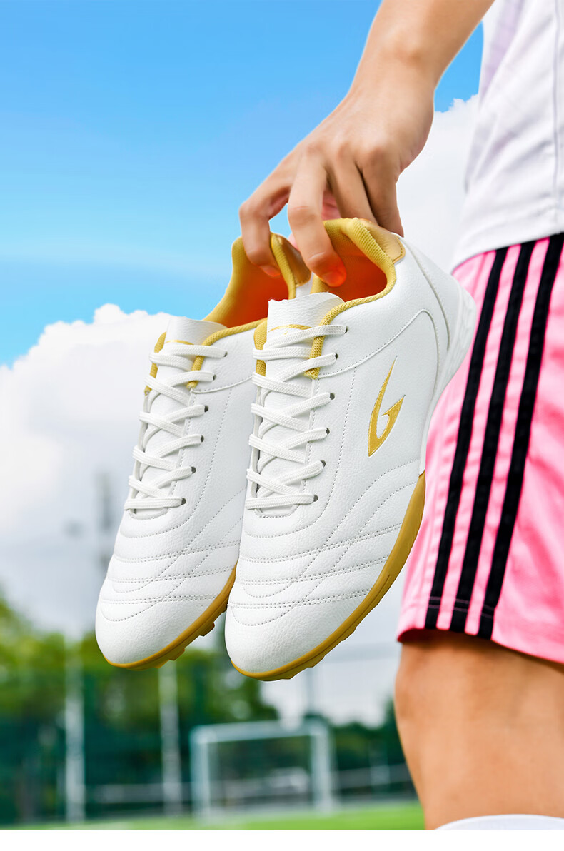 Delhui Football Shoes TF Turf Studs Unisex Youth Adult Non-Slip Wear-Resistant Soccer Cleats White Black Size 38 15
