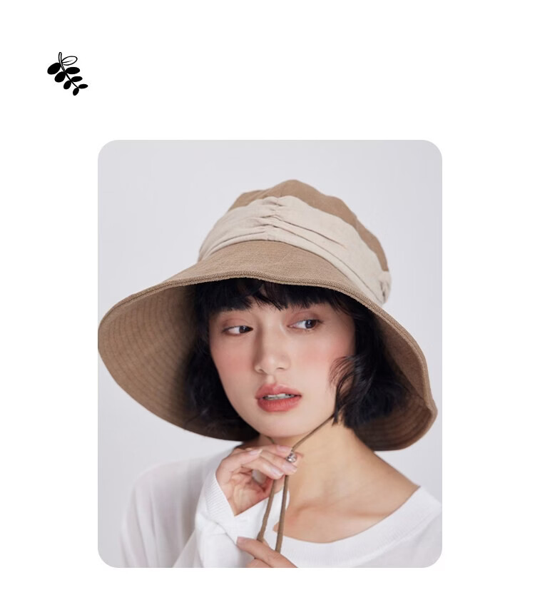 Lagur Breath Forest Natural Ramie Handmade Wide Brim Bucket Hat Women Sun Protection Summer Khaki 21