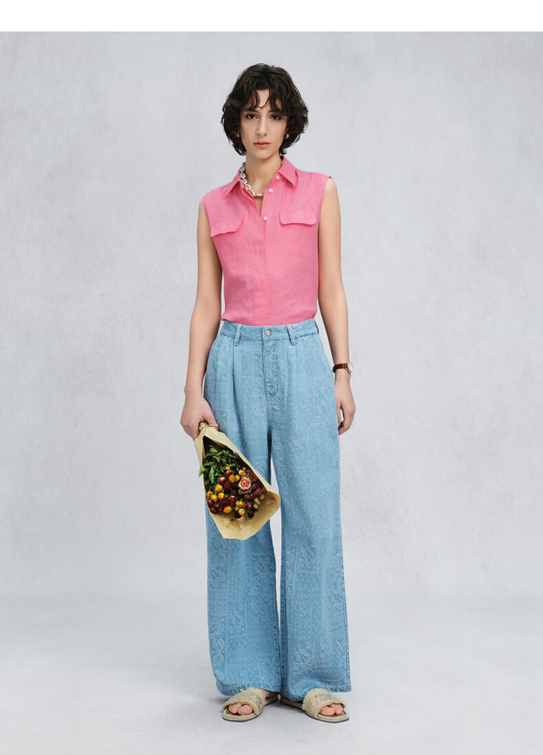 GANT Women's Spring Summer Pure Linen Striped Solid Vintage Coin Style Shirt 455-Blue S 5